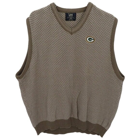 VTG Lee Sport Men XXL Green Bay Packers Knit Sleeveless Sweater Vest Embroidered - Picture 1 of 10